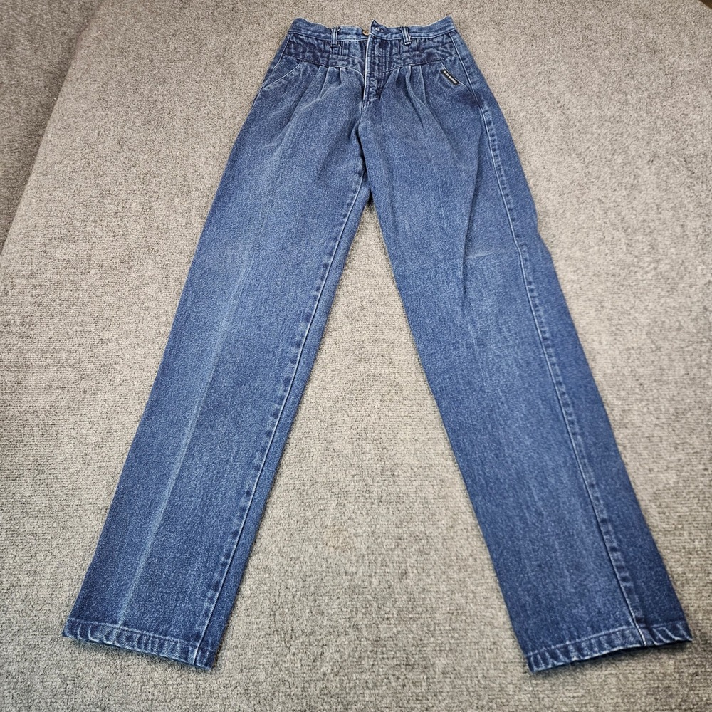 Vintage Rocky Mountain Western Jeans High Waisted Pleated Medium Wash 27/5 25x32
